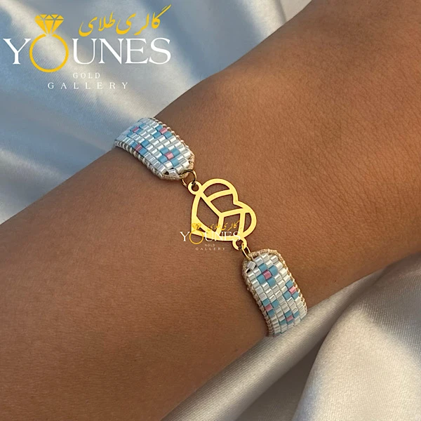 دستبند بند میوکی قلب لیزری طلا